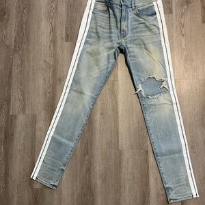 Stylish Blue Jeans with White Side Stripes